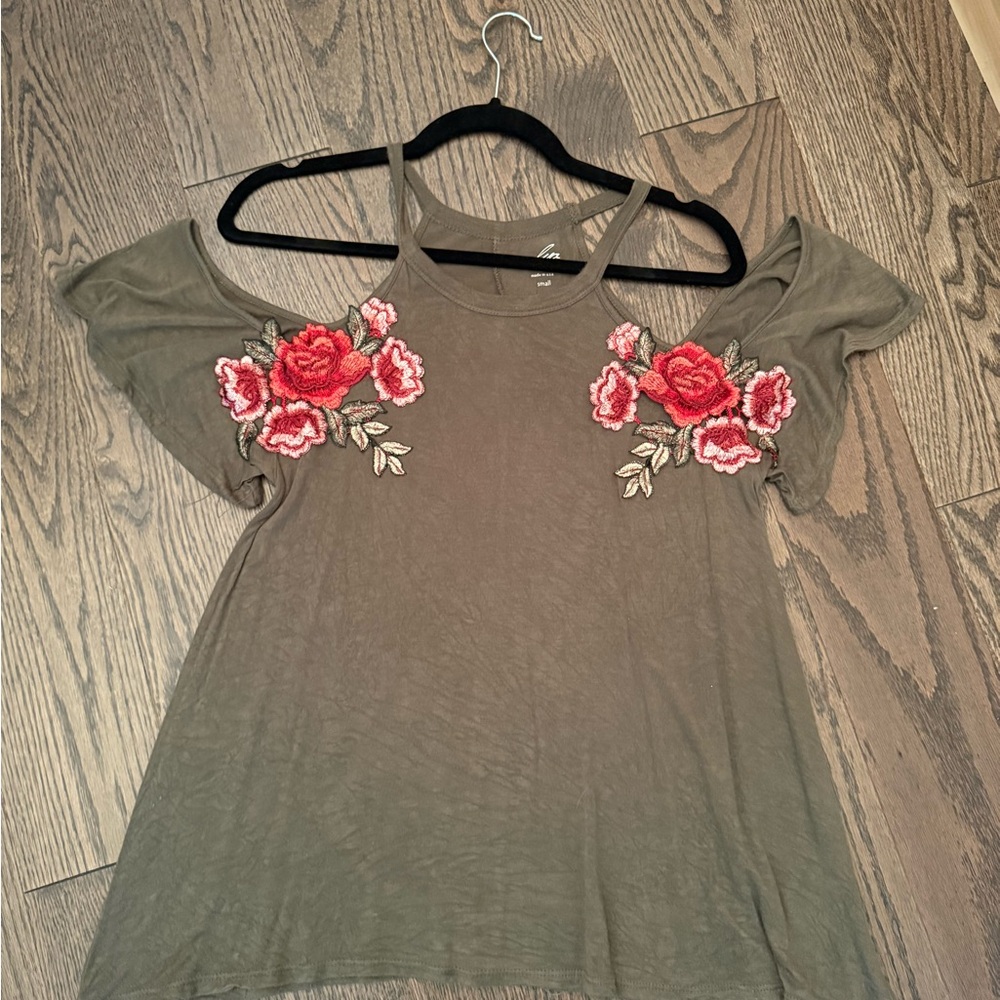 Olive green cold should top from Francesca’s